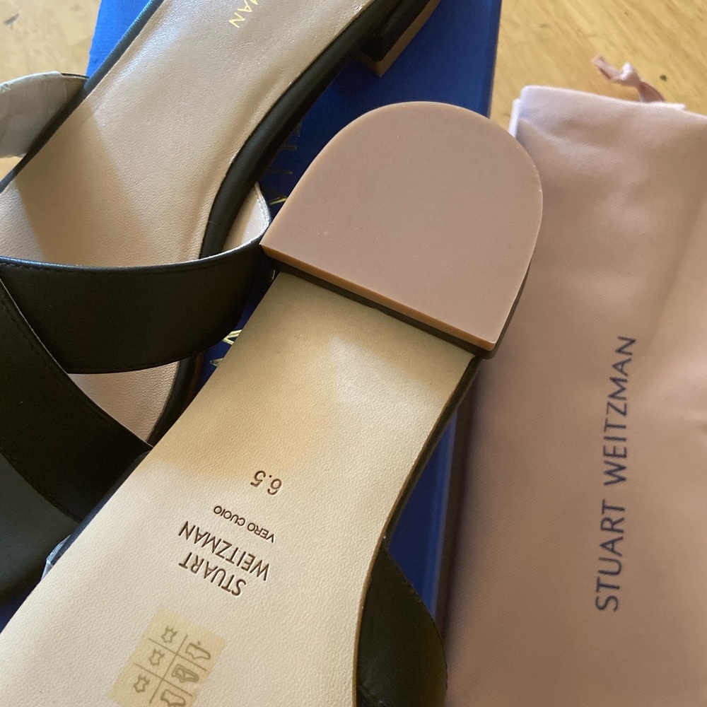 Stuart Weitzman black leather sandals